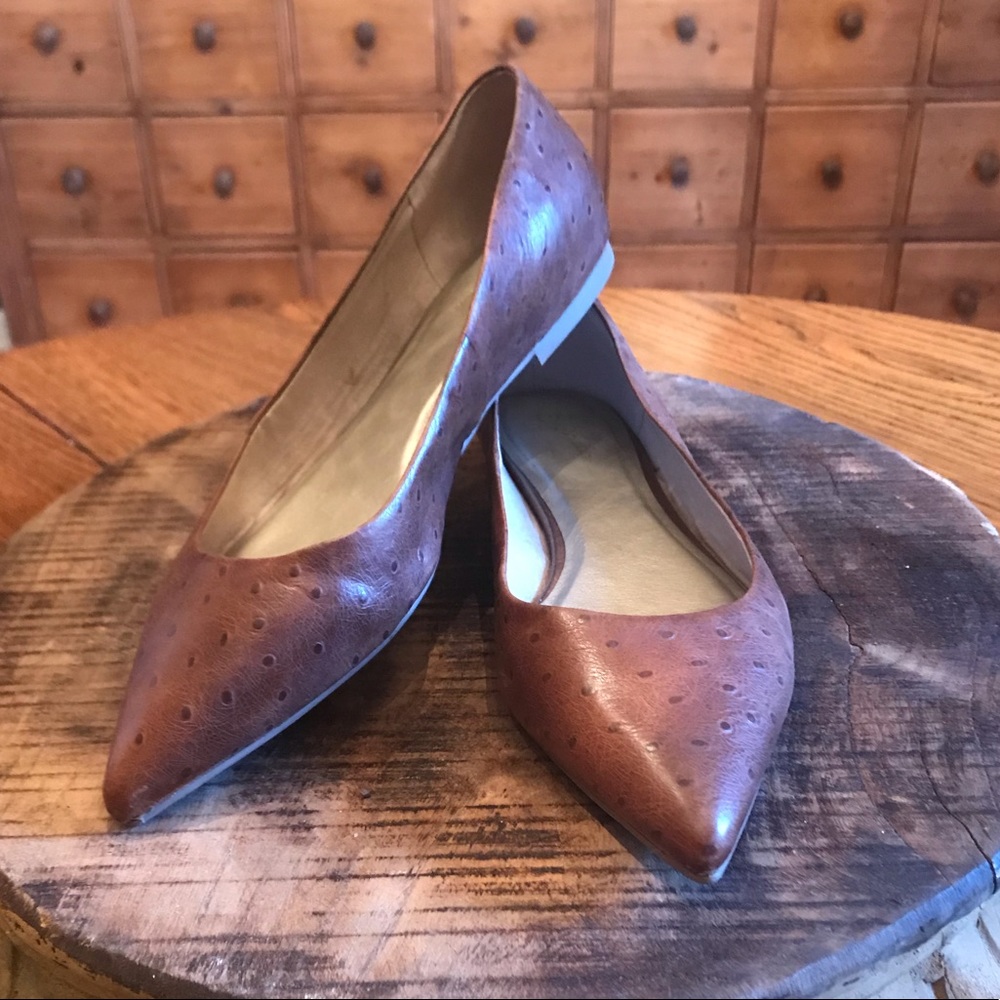 Seychelles Ostrich-Embossed Leather Flats